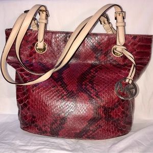 Michael Kors Jet Set Red Python Leather Tote 38T4XTTT2E